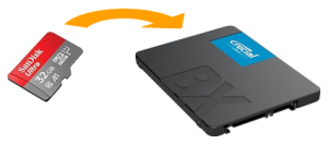 Lire la suite à propos de l’article Clonage carte Micro SD vers disque SSD sur USB